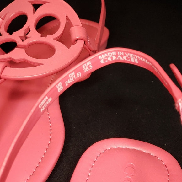 Coach Fuchsia Leather Logo Sandals