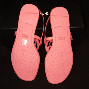 Coach Fuchsia Leather Logo Sandals