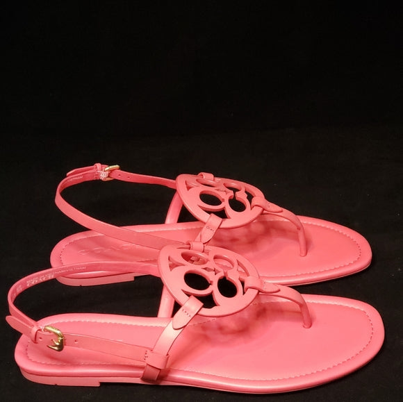 Coach Fuchsia Leather Logo Sandals