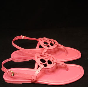 Coach Fuchsia Leather Logo Sandals