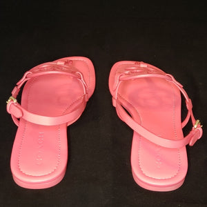 Coach Fuchsia Leather Logo Sandals