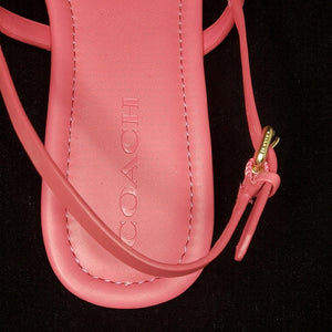 Coach Fuchsia Leather Logo Sandals