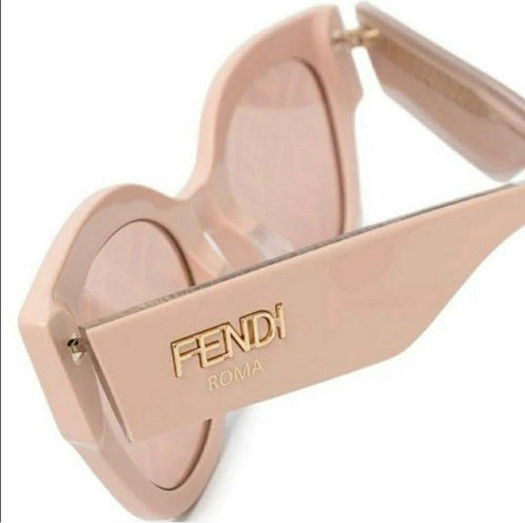 Fendi Rose Thick Rim Logo Lens Sunglasses