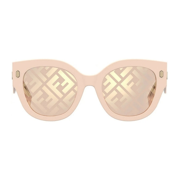 Fendi Rose Thick Rim Logo Lens Sunglasses