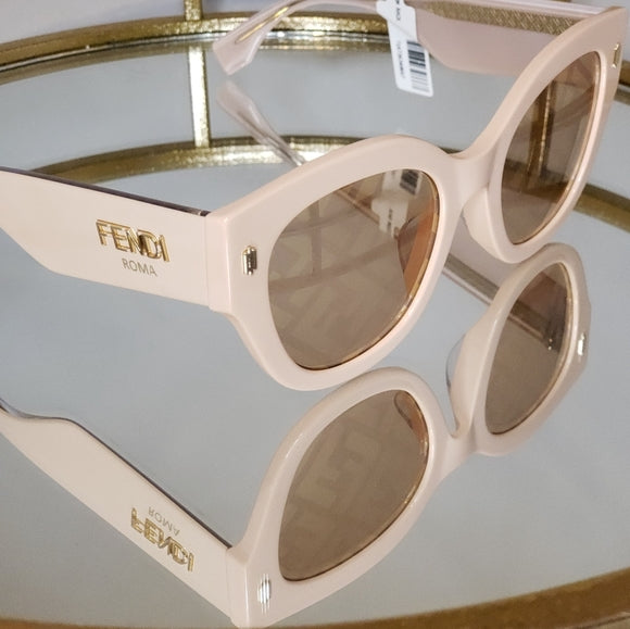 Fendi Rose Thick Rim Logo Lens Sunglasses