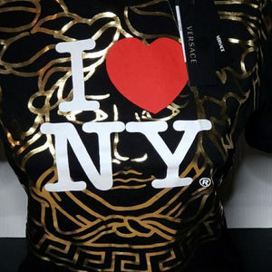 Versace Black & Gold "I ❤ NY" I Love New York Tee Shirt