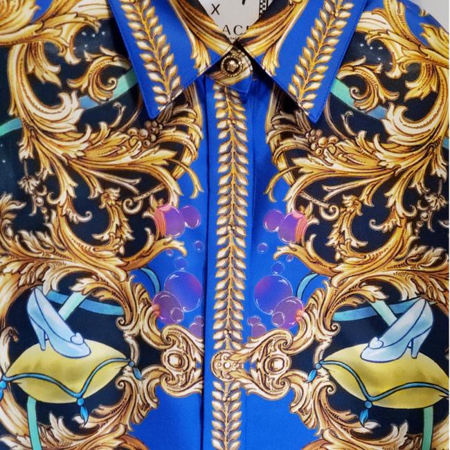 Versace Blue Disney Cinderella Silk Button-down Shirt S