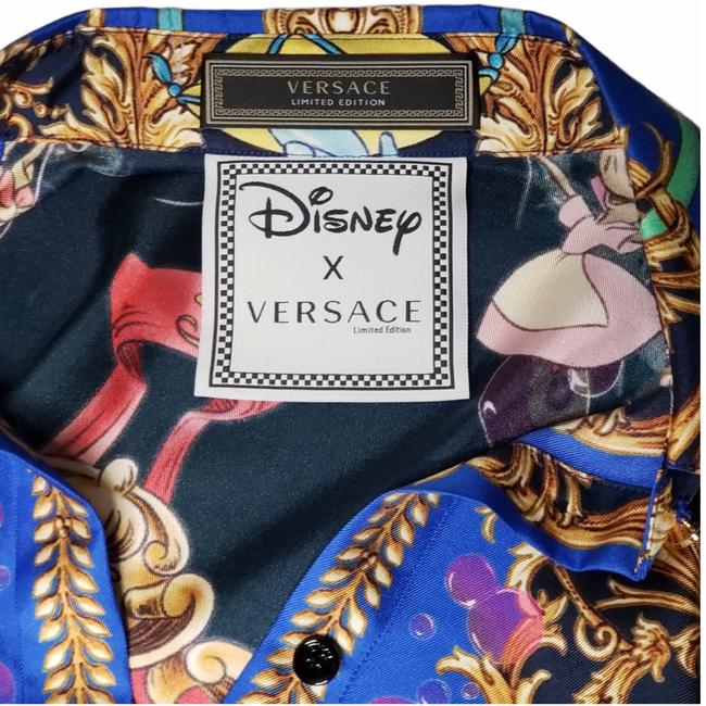 Versace Blue Disney Cinderella Silk Button-down Shirt S